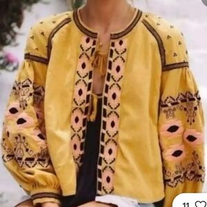 Anthropologie Boho Embroidered Top